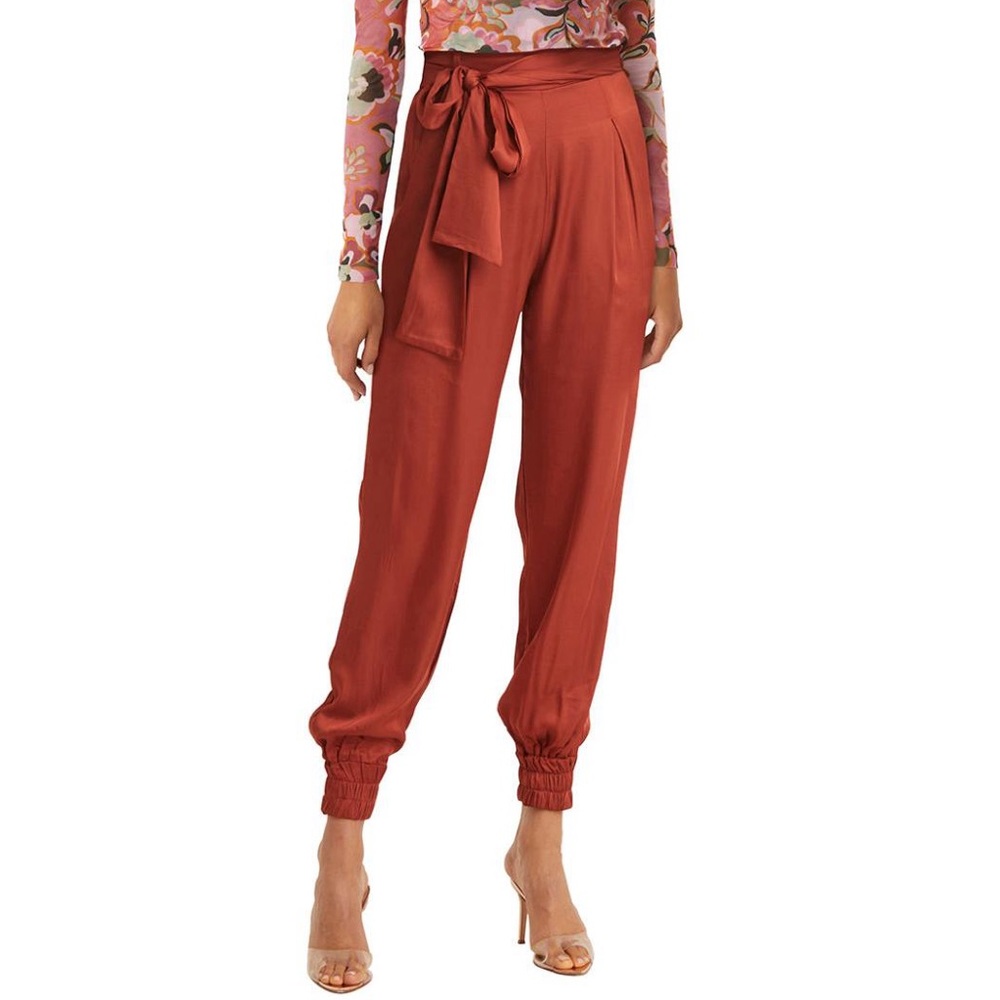 NWT MISA Los Angeles Pants | Women VEP PANT Burnt Orange Satin size XS